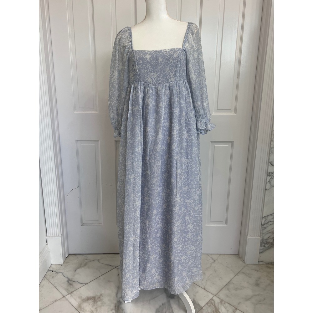 Women's Storia Empire Cottagecore blue floral dress size medium